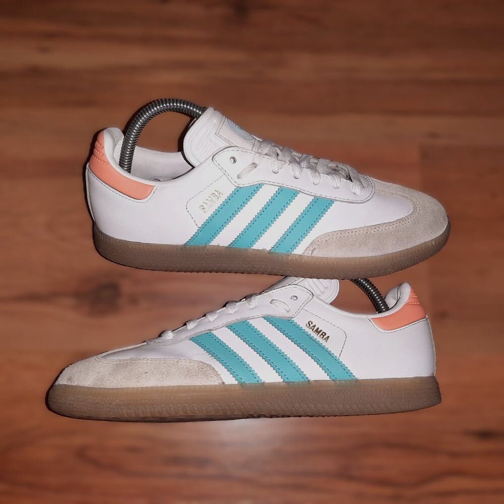 Adidas Samba Miami White Teal Orange Shoes IH8160 Men's Sz 7.5 Women's Sz 8.5 - Picture 11 of 16